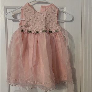 Bonnie Jean Light Pink Embroidered Baby Dress